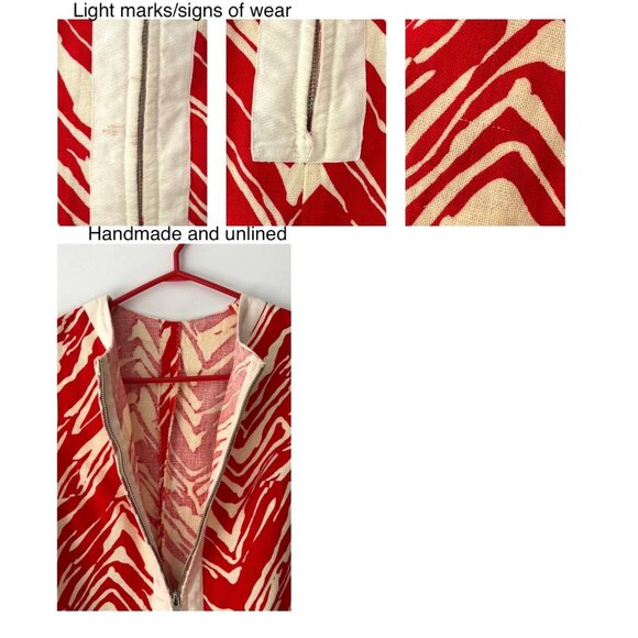 60s vintage red white abstract print retro mod gogo mini shorts playsuit romper - Picture 9 of 9